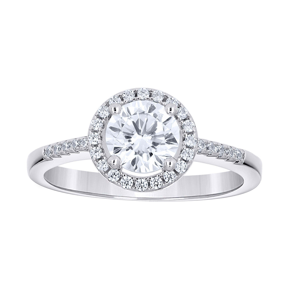 925 Sterling Silver Womens Cubic Zirconia Halo Ring Size 6