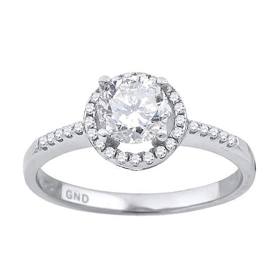 925 Sterling Silver Womens Cubic Zirconia Halo Ring Size 7 - SLV-57280