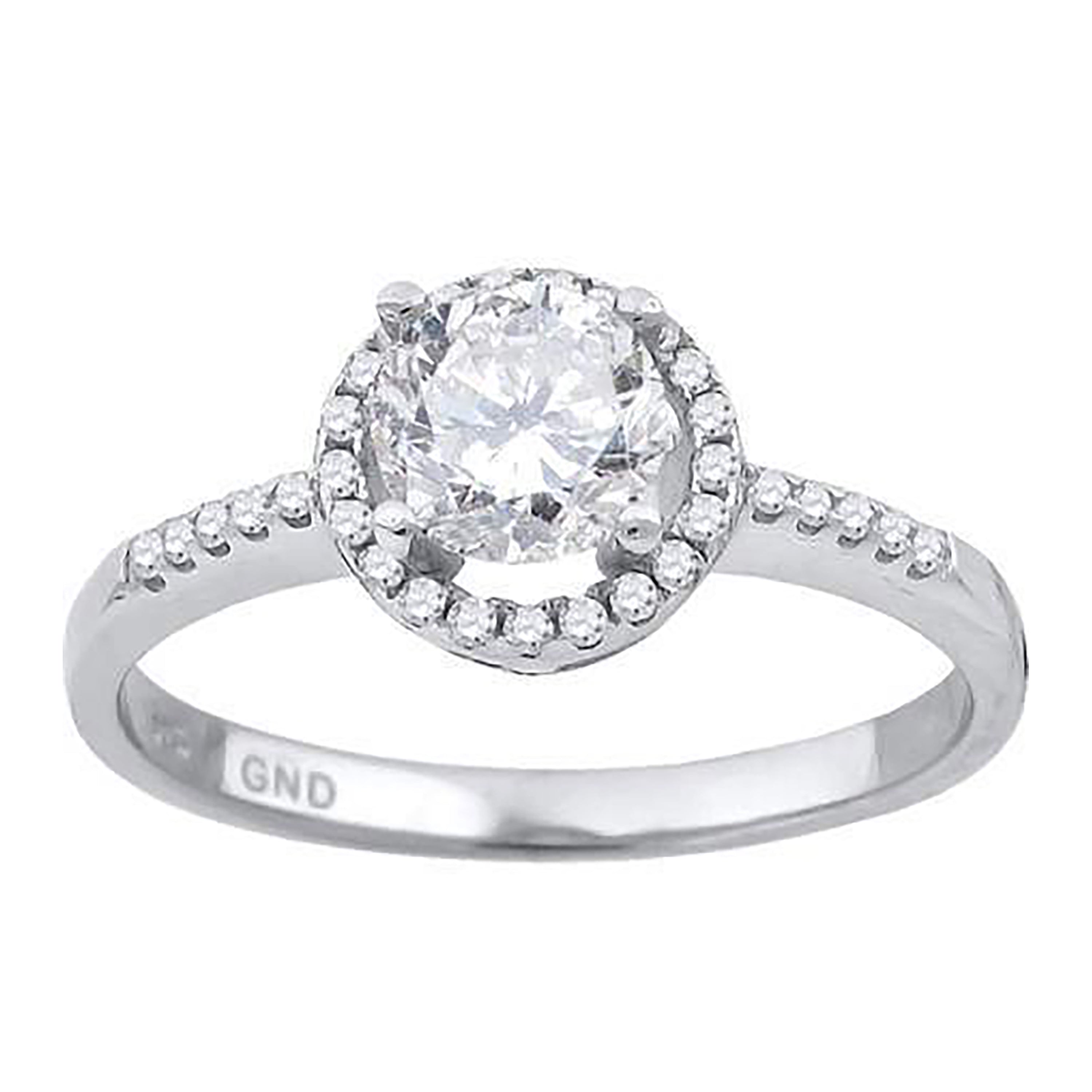 925 Sterling Silver Womens Cubic Zirconia Halo Ring Size 9 - SLV-57282