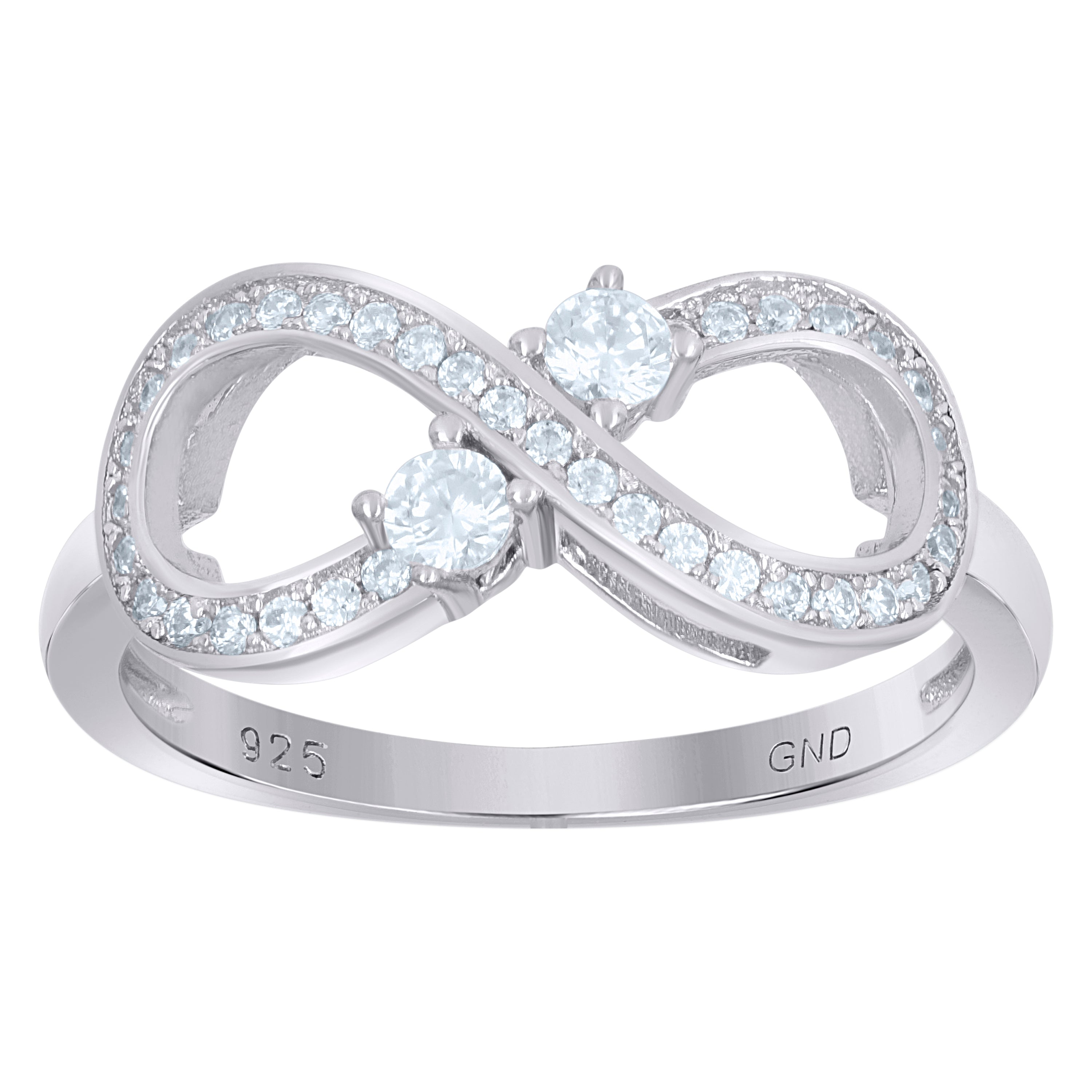 925 Sterling Silver Womens Cubic Zirconia Infinity Fashion Ring Size 8 - SLV-57297