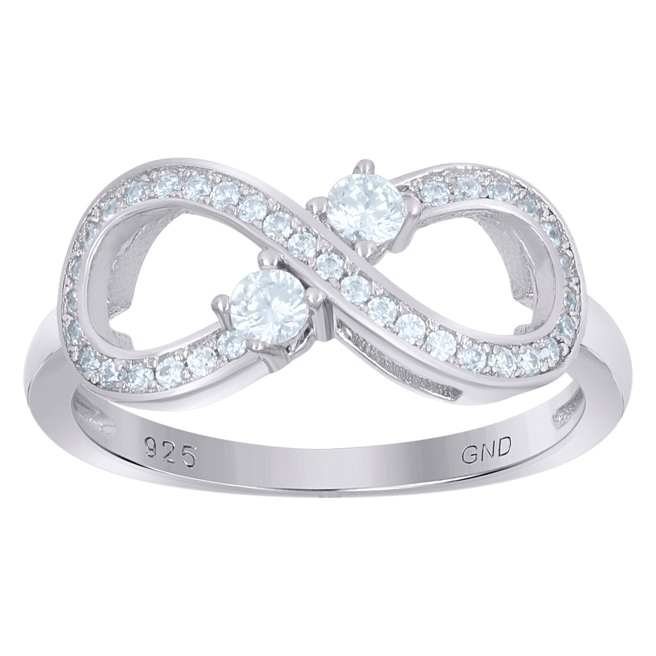 925 Sterling Silver Womens Cubic Zirconia Infinity Fashion Ring Size 8 - SLV-57297