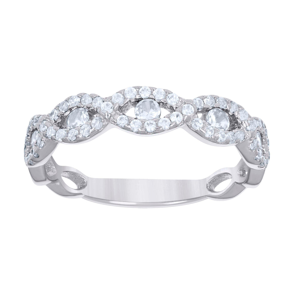 925 Sterling Silver Womens Cubic-Zirconia Infinity Fashion Ring Size 6