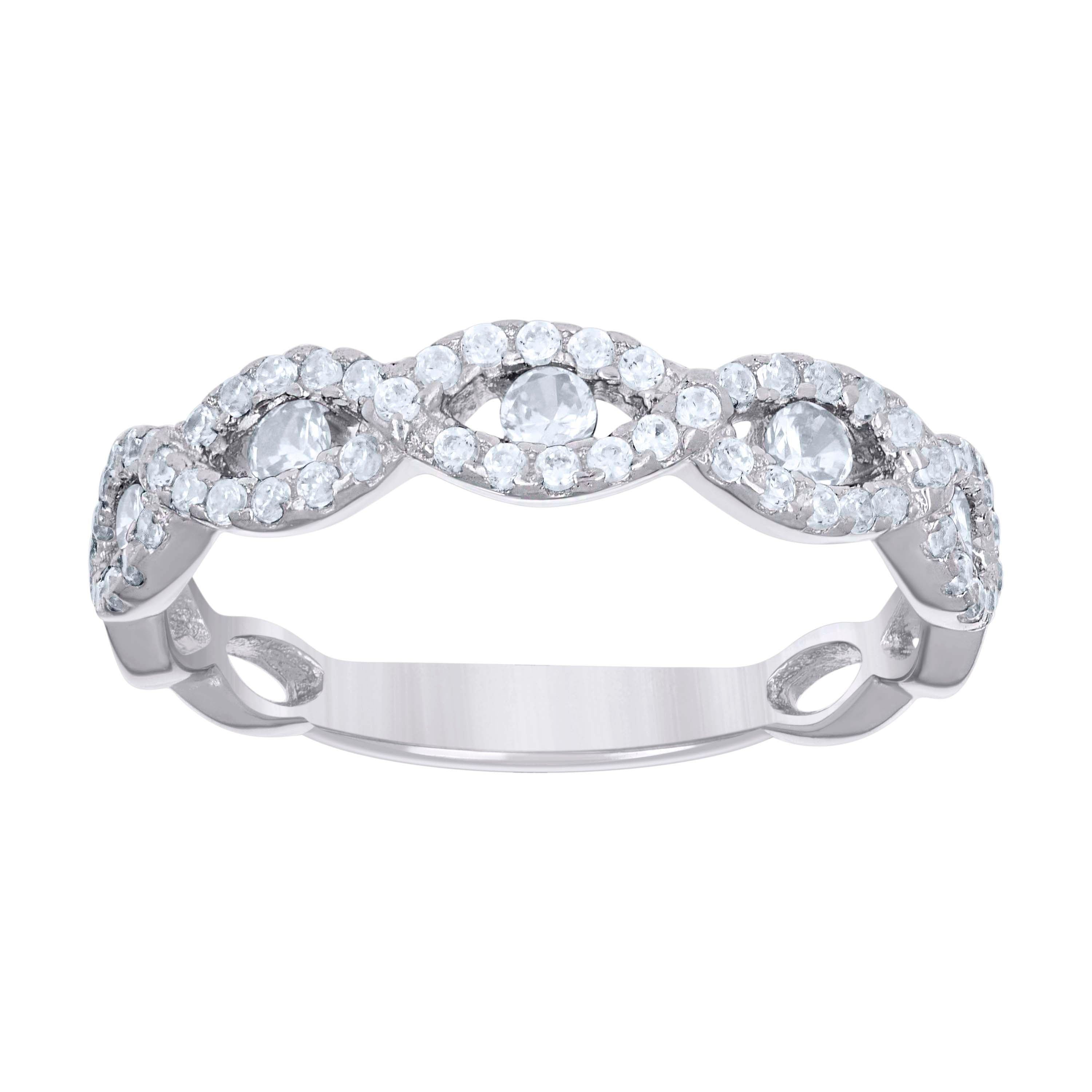 925 Sterling Silver Womens Cubic-Zirconia Infinity Fashion Ring Size 9 - SLV-57310