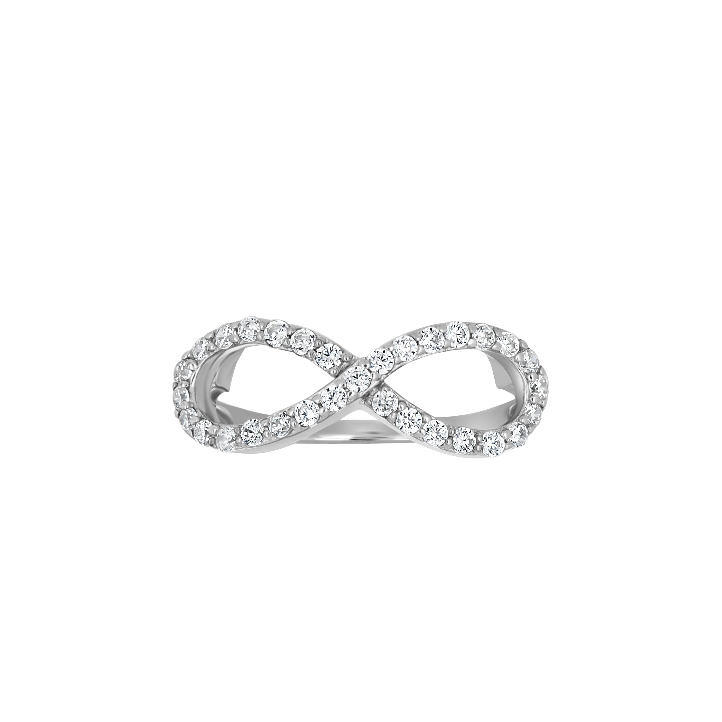 925 Sterling Silver Womens Cubic-Zirconia Infinity Fashion Ring Size 7 - SLV-57332