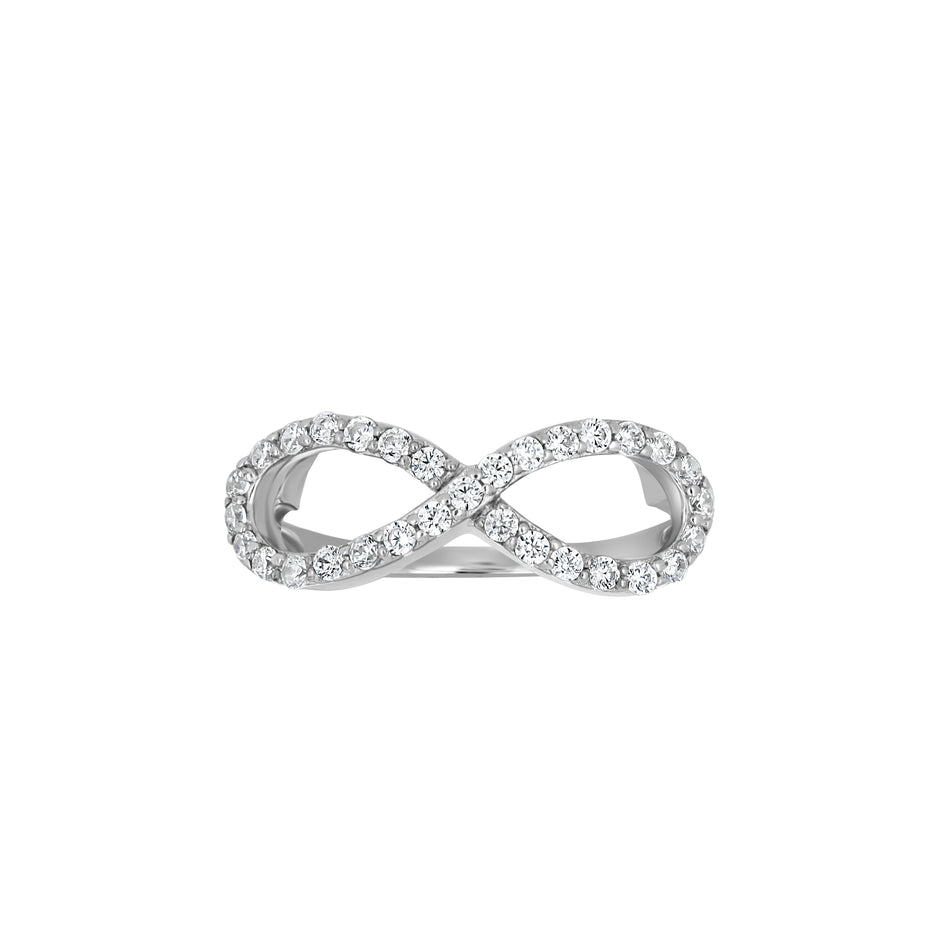 925 Sterling Silver Womens Cubic-Zirconia Infinity Fashion Ring Size 7 - SLV-57332