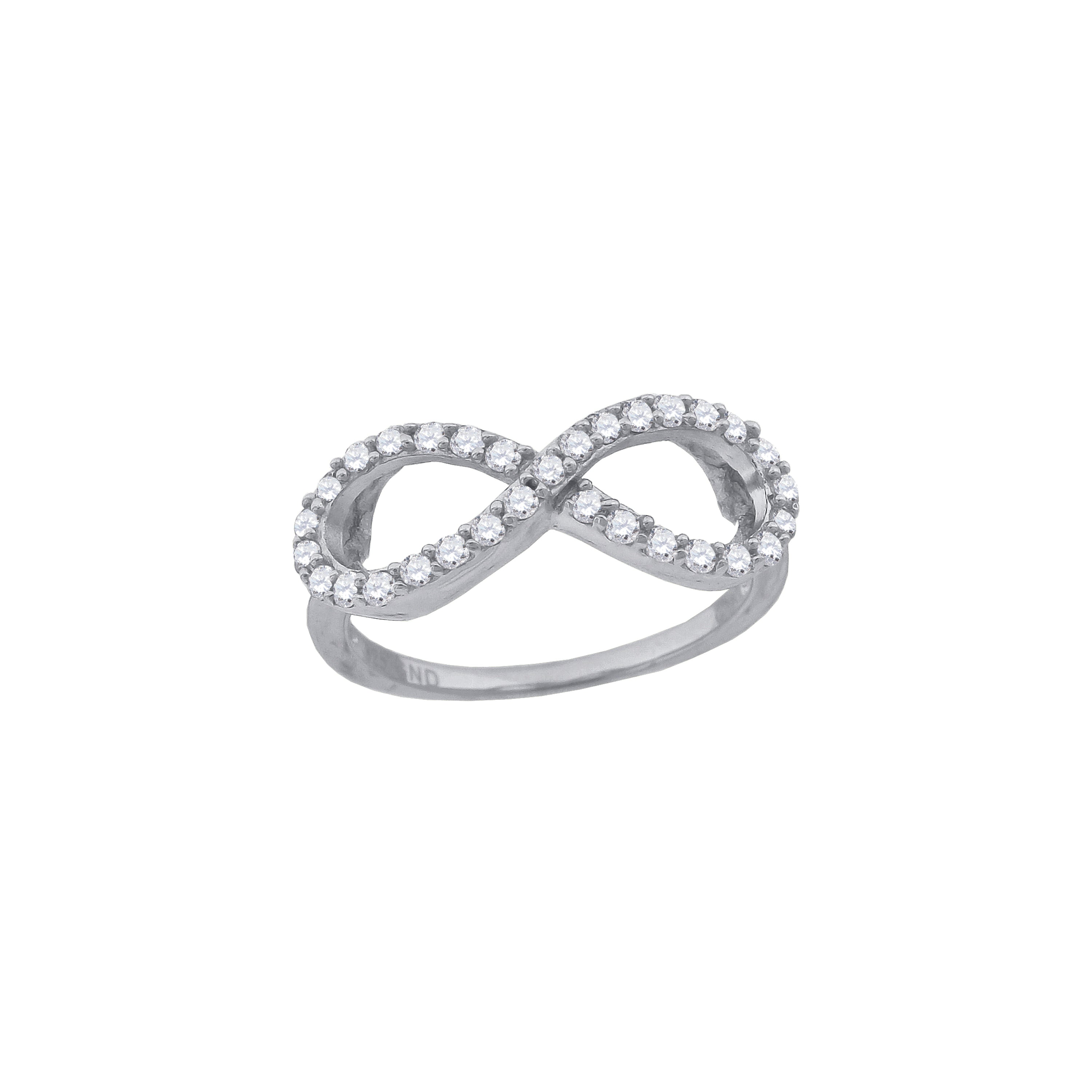 925 Sterling Silver Womens Cubic-Zirconia Infinity Fashion Ring Size 8 - SLV-57333