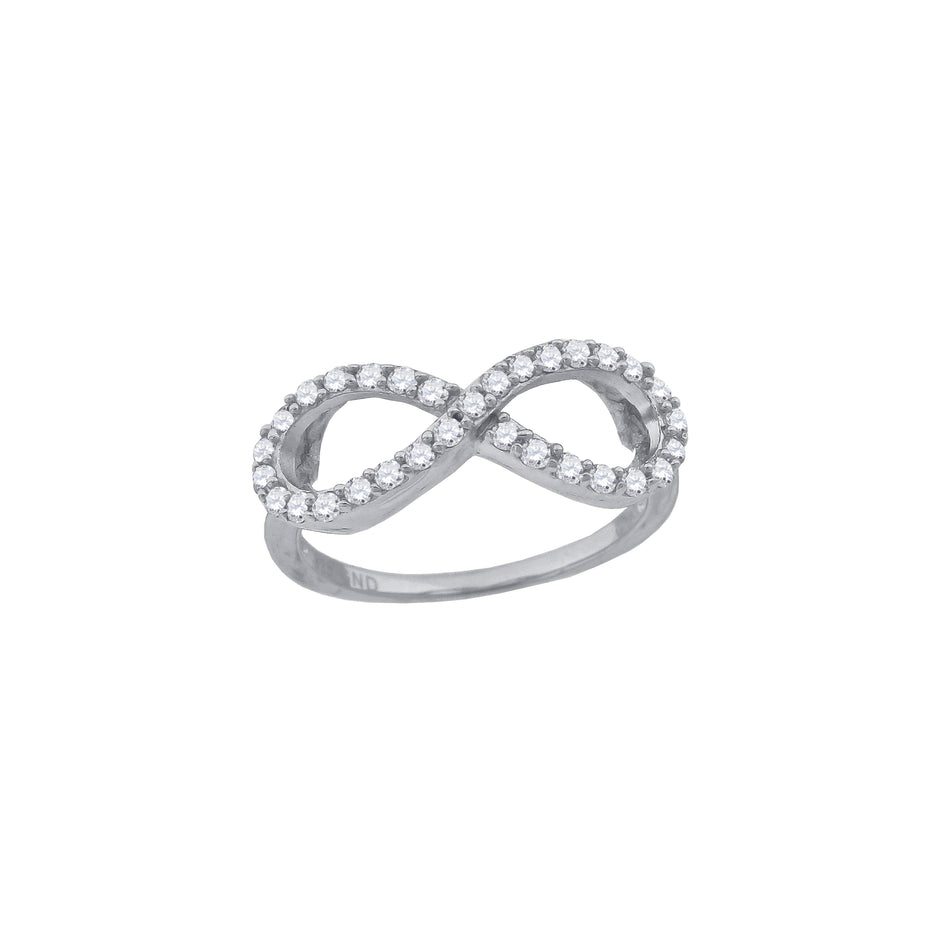 925 Sterling Silver Womens Cubic-Zirconia Infinity Fashion Ring Size 8 - SLV-57333