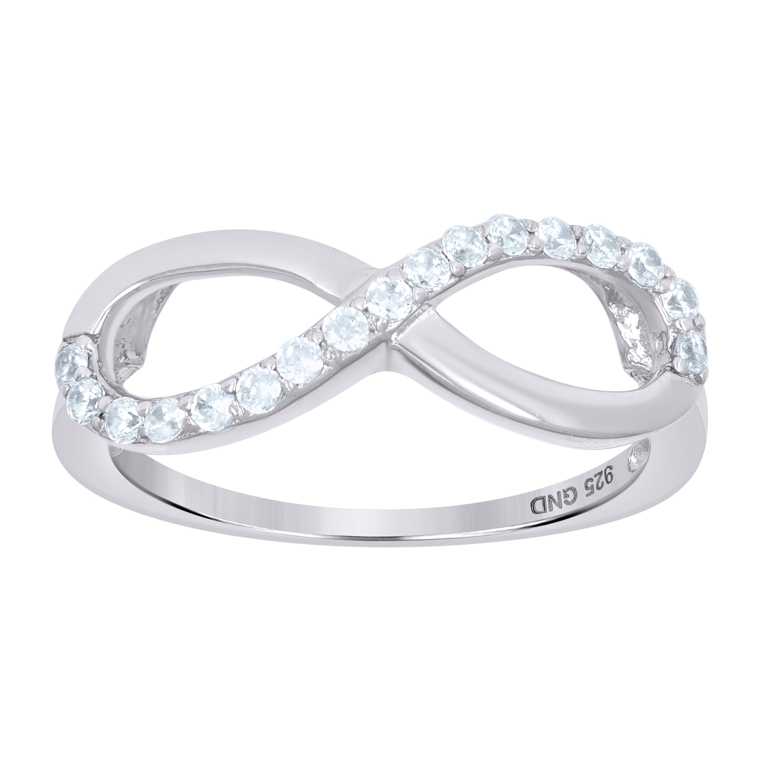 925 Sterling Silver Womens Cubic-Zirconia Infinity Fashion Ring Size 8 - SLV-57337