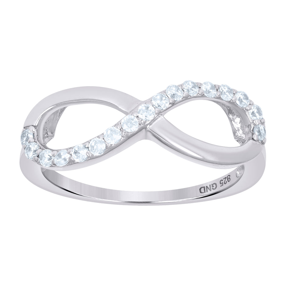925 Sterling Silver Womens Cubic-Zirconia Infinity Fashion Ring Size 9 - SLV-57338