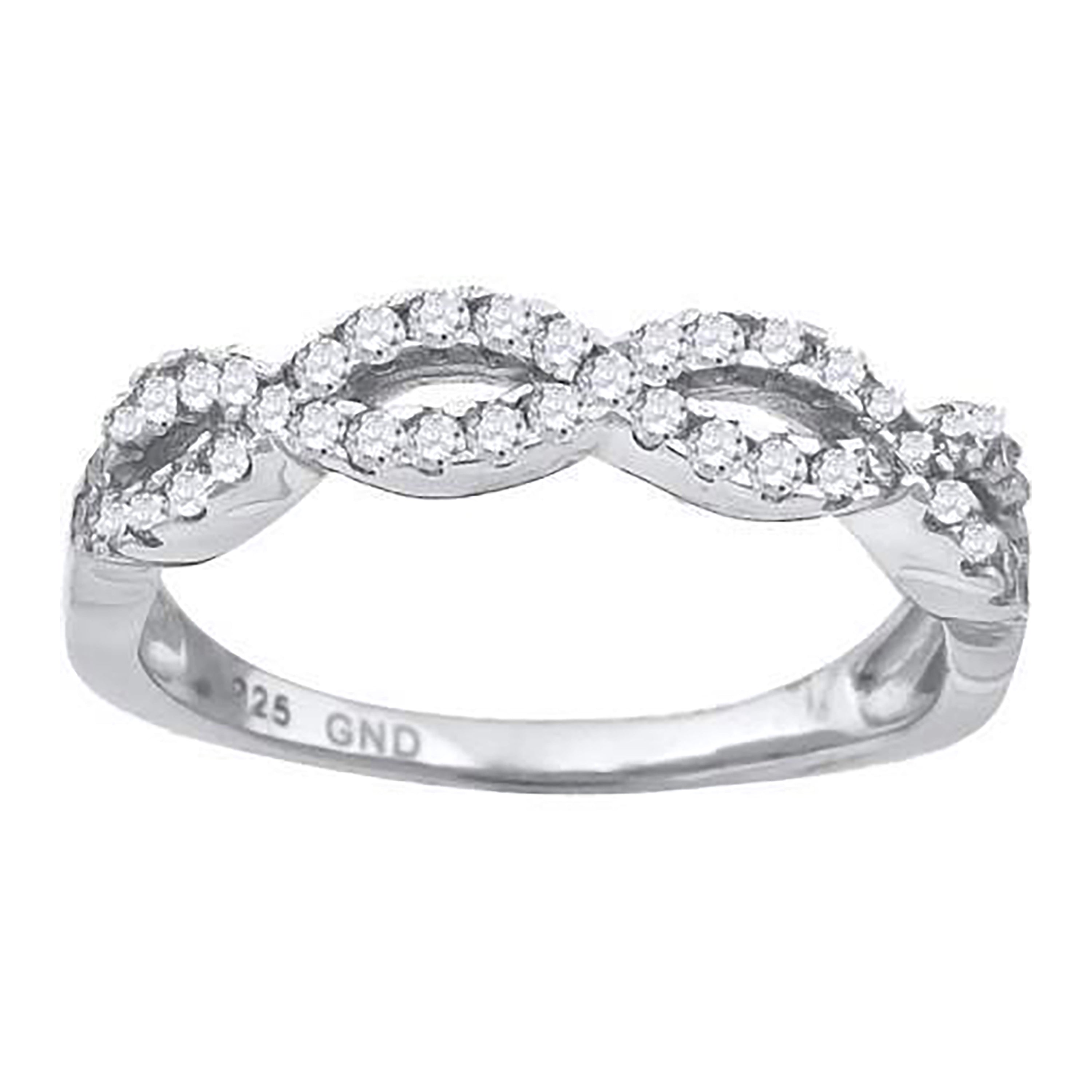 925 Sterling Silver Womens Cubic-Zirconia Infinity Fashion Ring Size 6