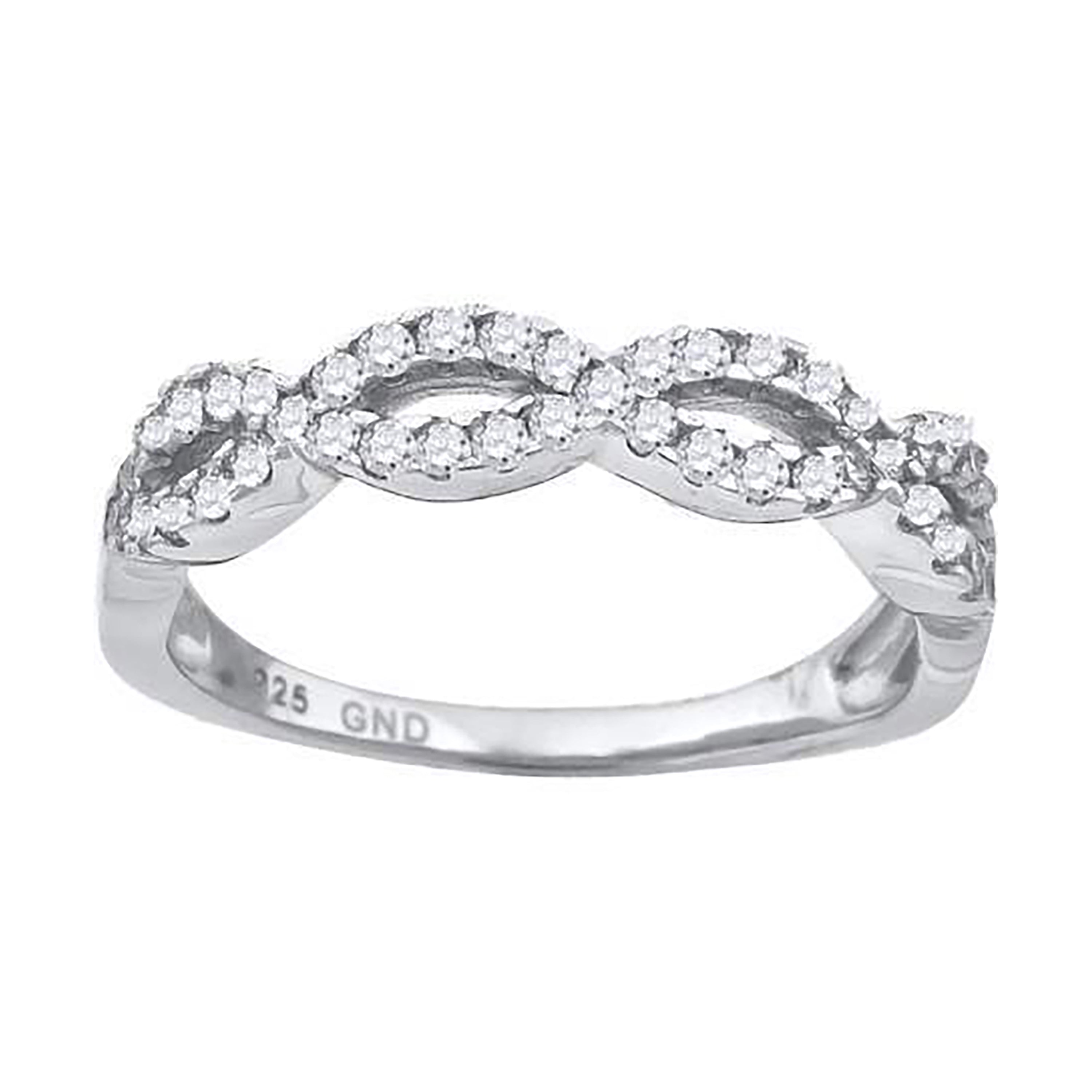 925 Sterling Silver Womens Cubic-Zirconia Infinity Fashion Ring Size 8 - SLV-57345