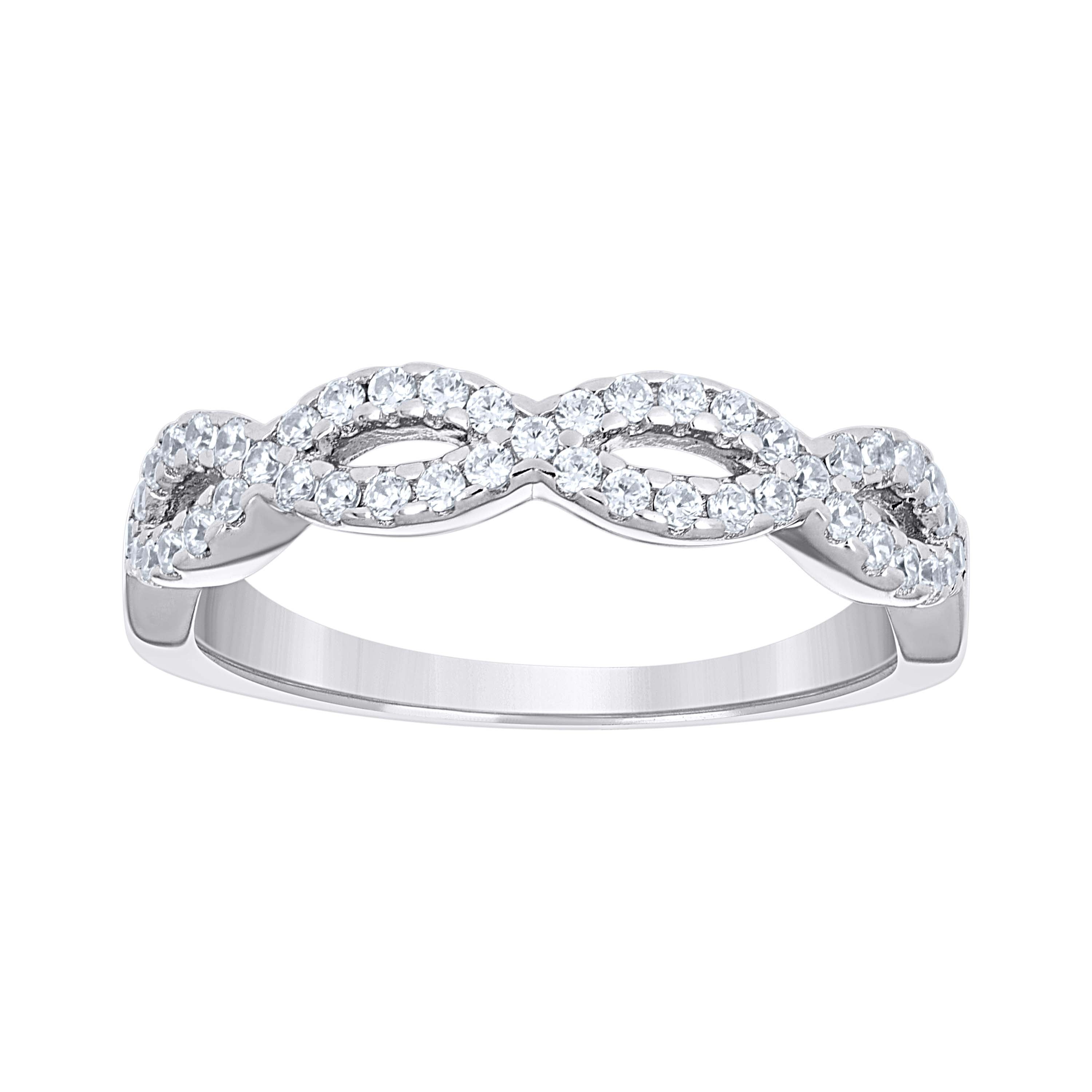 925 Sterling Silver Womens Cubic-Zirconia Infinity Fashion Ring Size 9 - SLV-57346