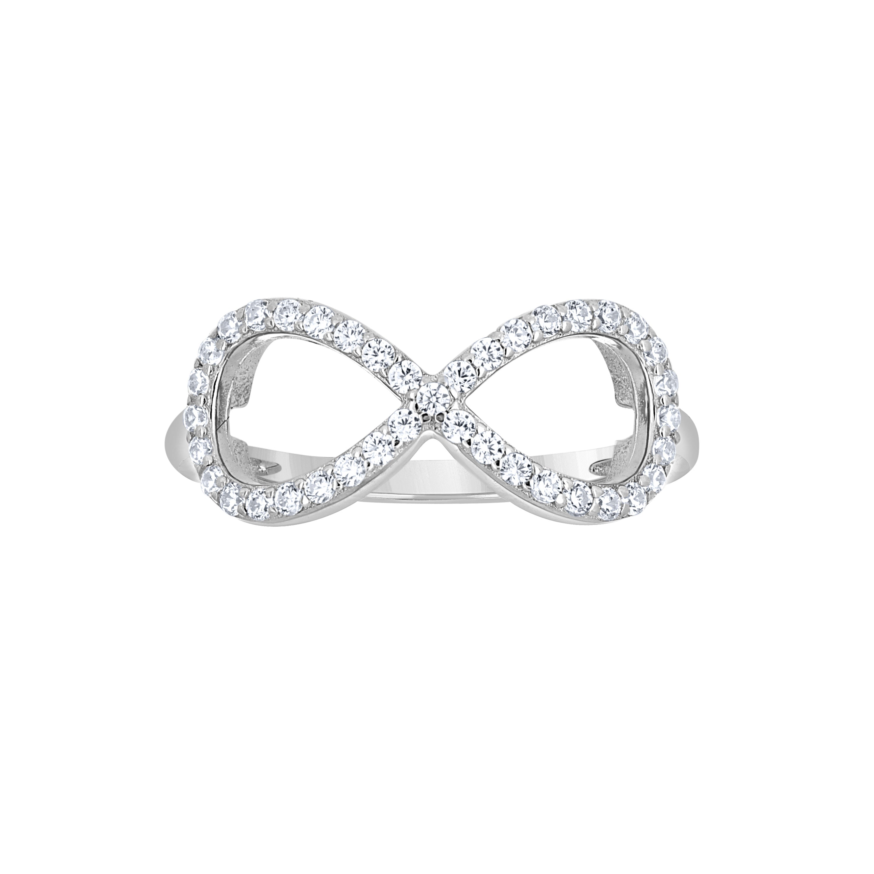 925 Sterling Silver Womens Cubic-Zirconia Infinity Ring Size 7