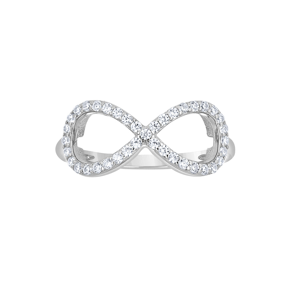 925 Sterling Silver Womens Cubic-Zirconia Infinity Ring Size 7