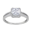 925 Sterling Silver Womens Cubic Zirconia Size-8 Princess-Cut White Stone Center Ring Band - SLV-57357