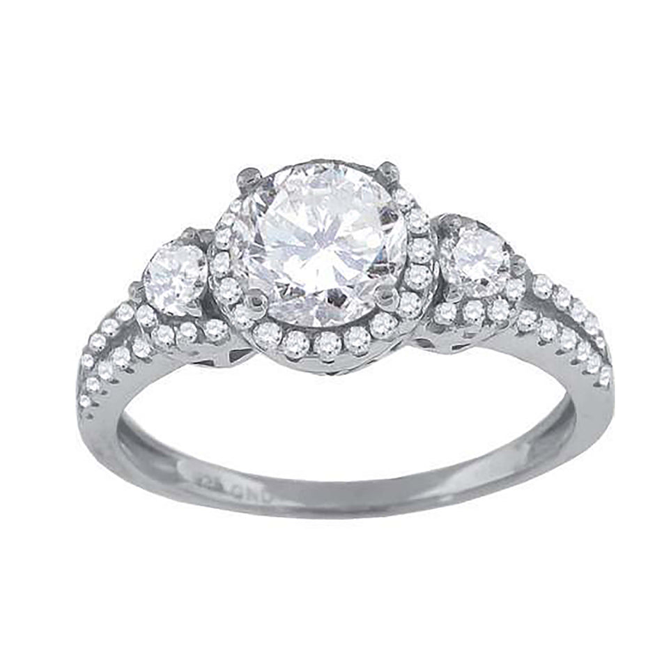 925 Sterling Silver Womens Cubic-Zirconia Fashion Engagement Ring Size 7 - SLV-57376