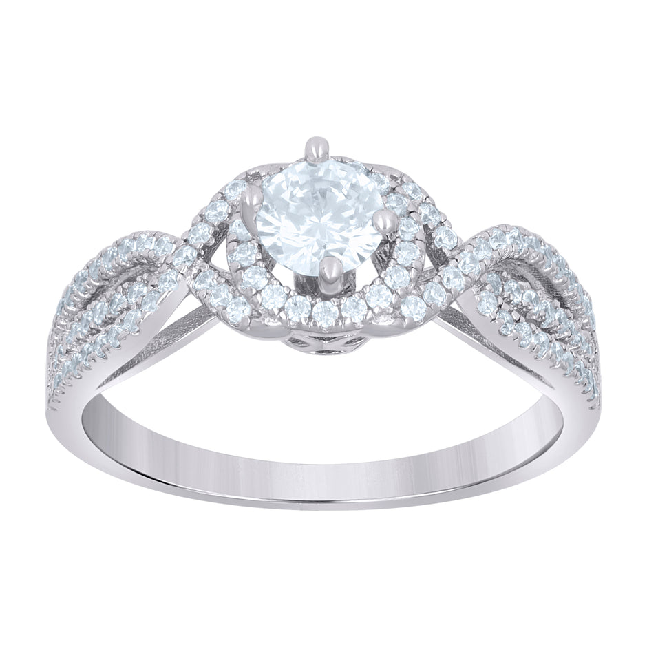 925 Sterling Silver Womens Cubic-Zirconia Fashion Engagement Ring Size 9 - SLV-57415