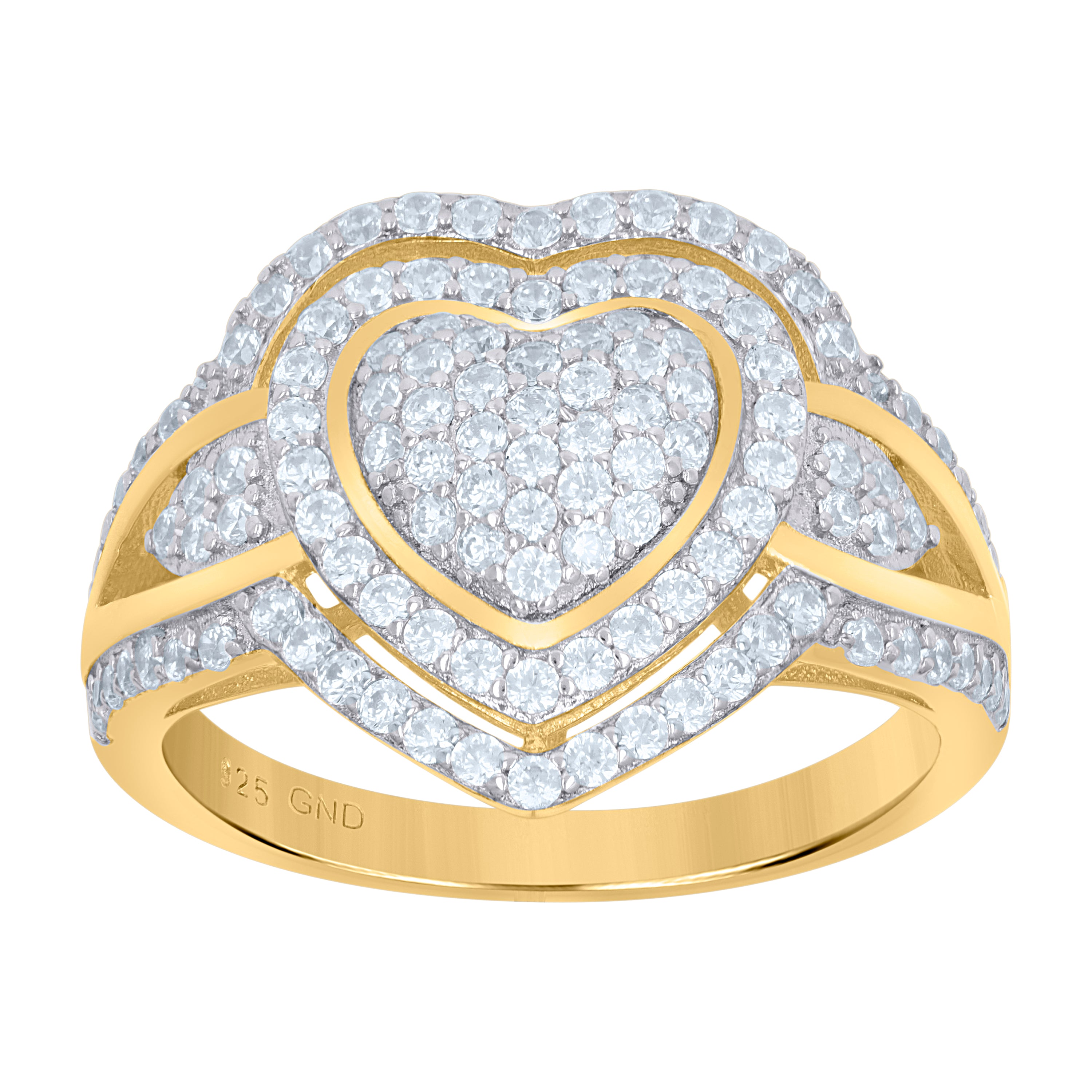 925 Sterling Silver Womens Cubic-Zirconia Heart Ring Size 7 - SLV-57585