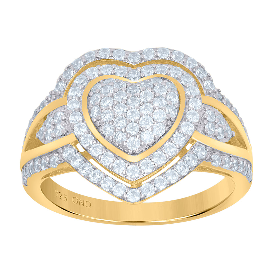 925 Sterling Silver Womens Cubic-Zirconia Heart Ring Size 7 - SLV-57585