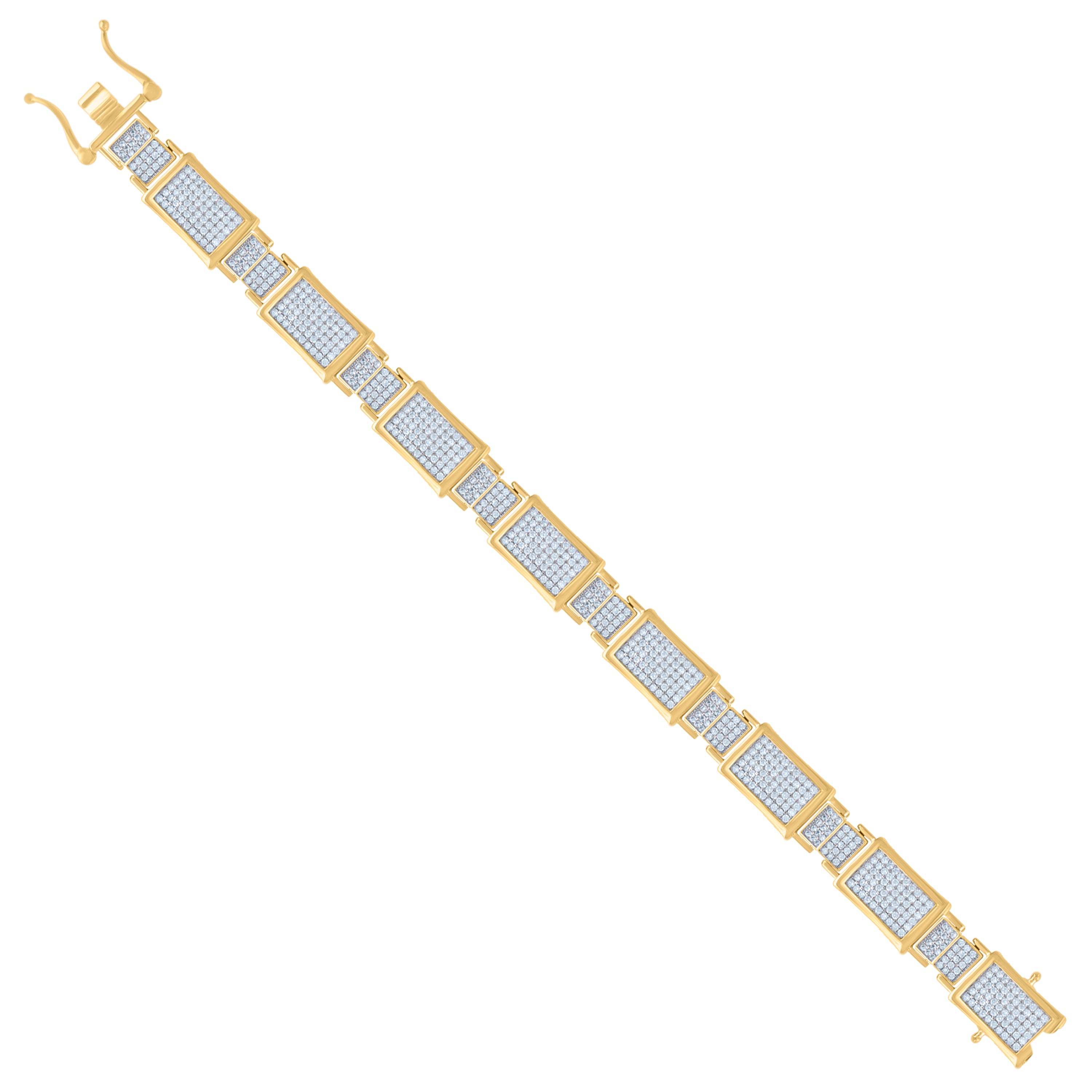 925 Sterling Silver Yellow-Tone Men Micropave Cubic Zirconia Link Bracelet