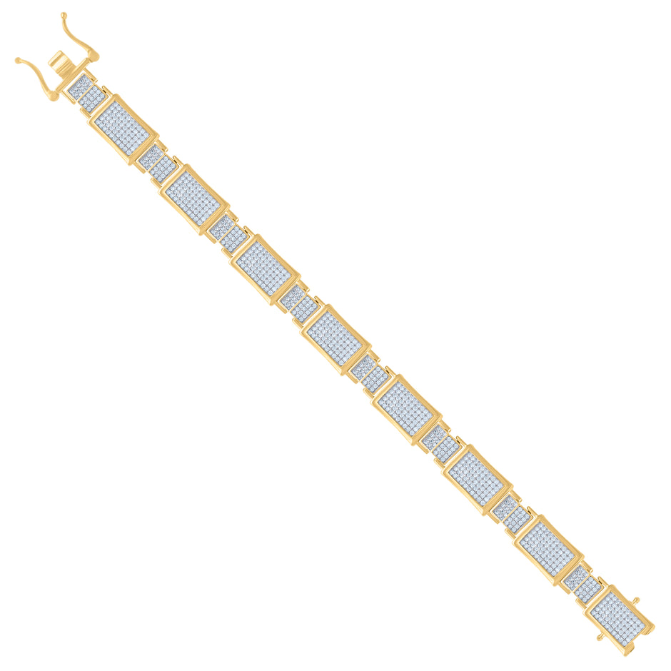 925 Sterling Silver Yellow-Tone Men Micropave Cubic Zirconia Link Bracelet