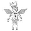 925 Sterling Silver Mens Cubic Zirconia Religious Angel Crown Charm Pendant