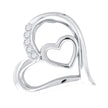 925 Sterling Silver Womens Cubic-Zirconia Slider Heart Charm Pendant