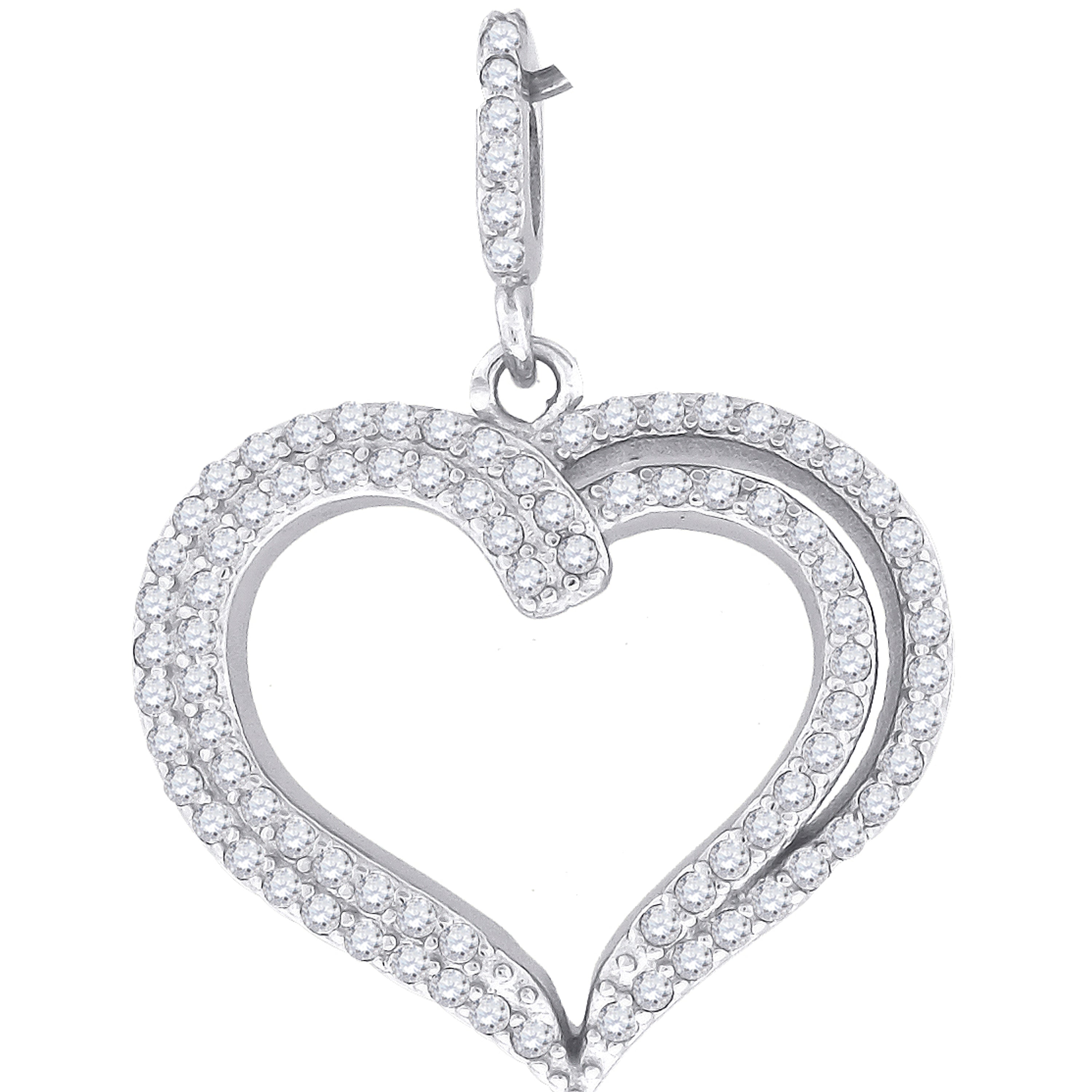 925 Sterling Silver Womens Cz Heart Charm Pendant