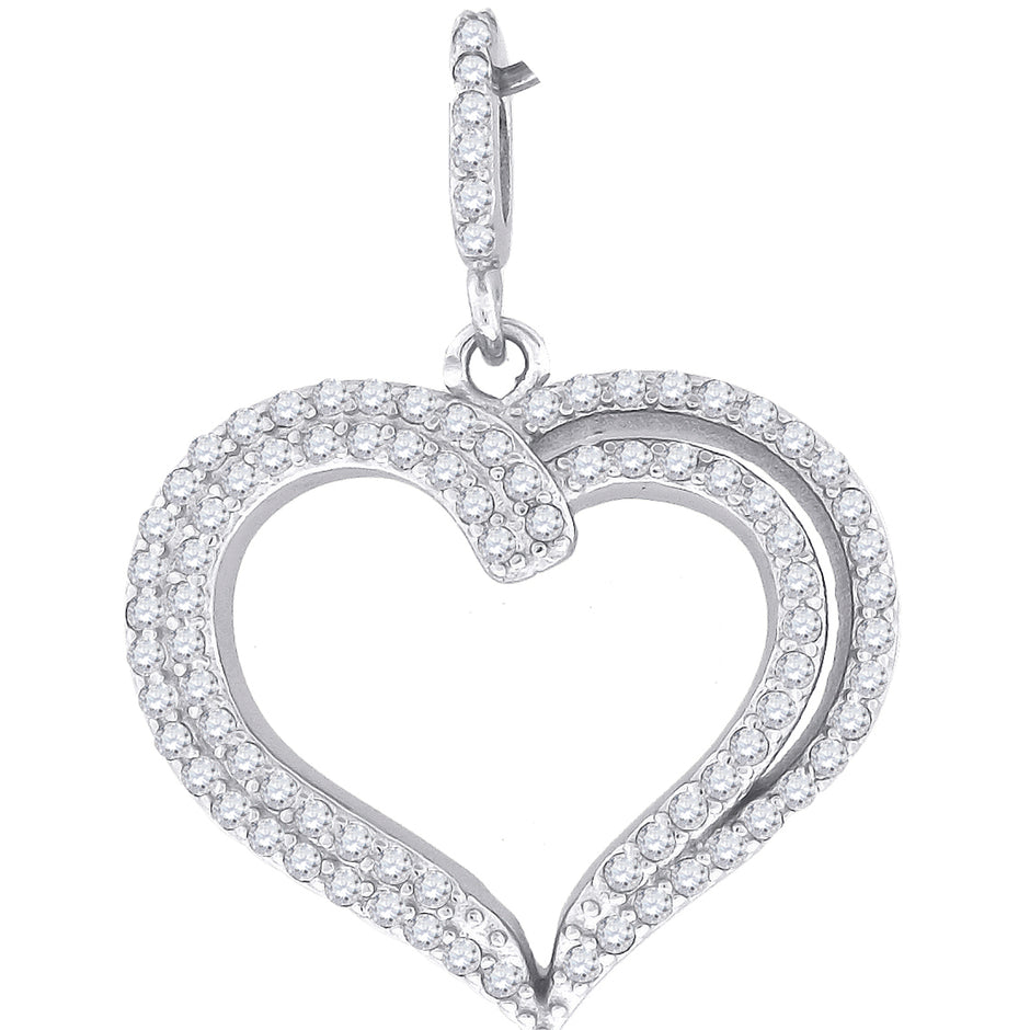 925 Sterling Silver Womens Cz Heart Charm Pendant