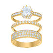 10kt Two-Tone Gold Womens Round Cubic Zirconia Halo Trio Ring Set