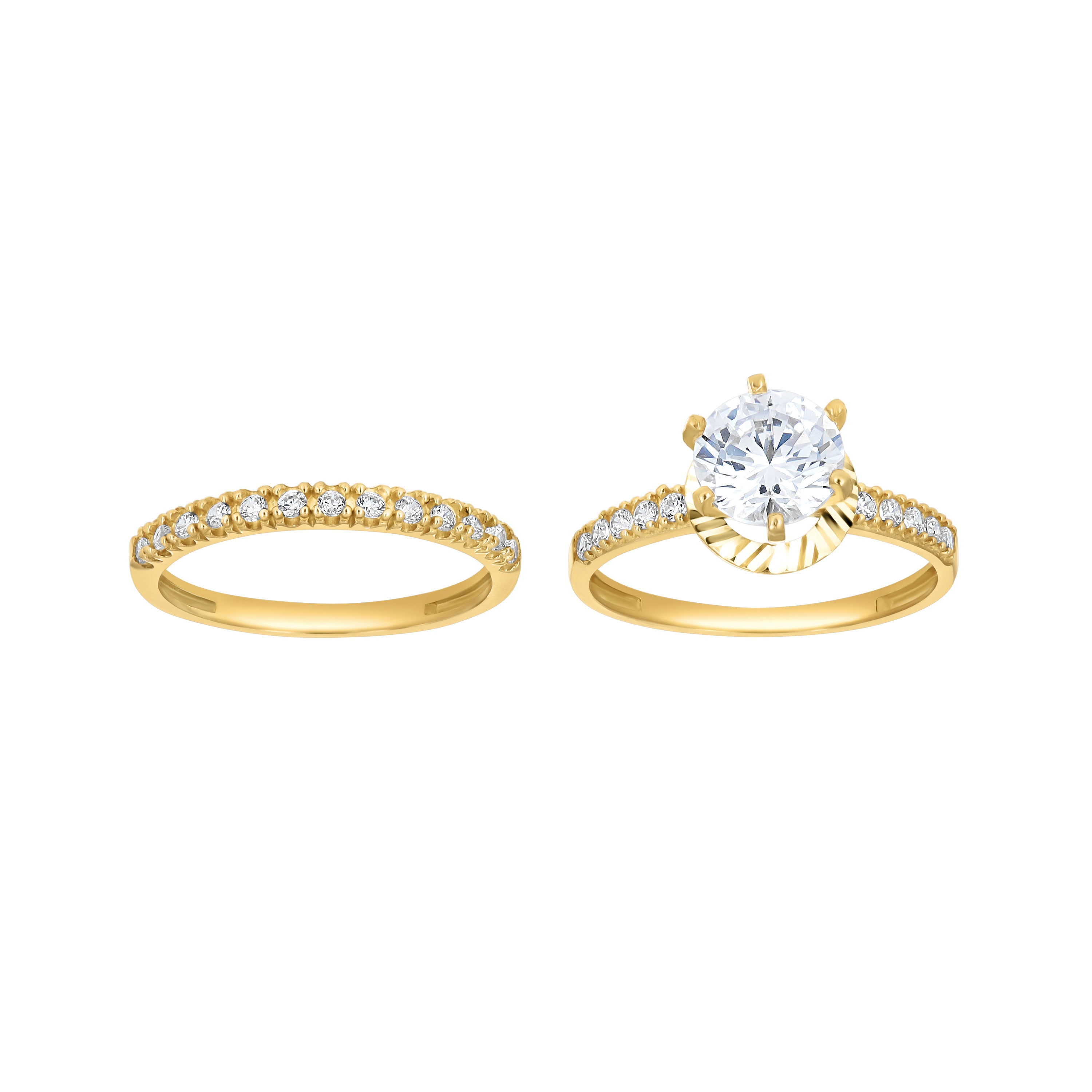10kt Two-Tone Gold Womens Round Cubic Zirconia Dc Bridal Ring Set