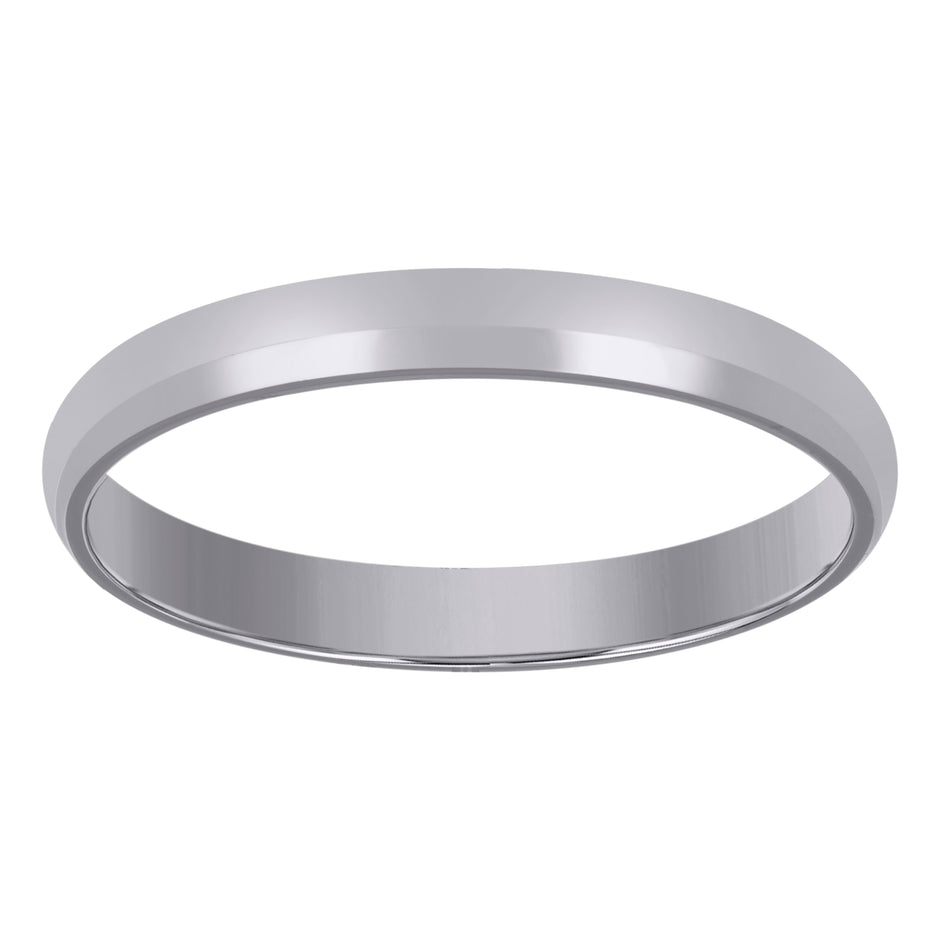 14Kt White Gold Unisex Dome Polished Comfort-Fit 3Mm-Size -10 Wedding Engagement Band Ring - SLV-58547