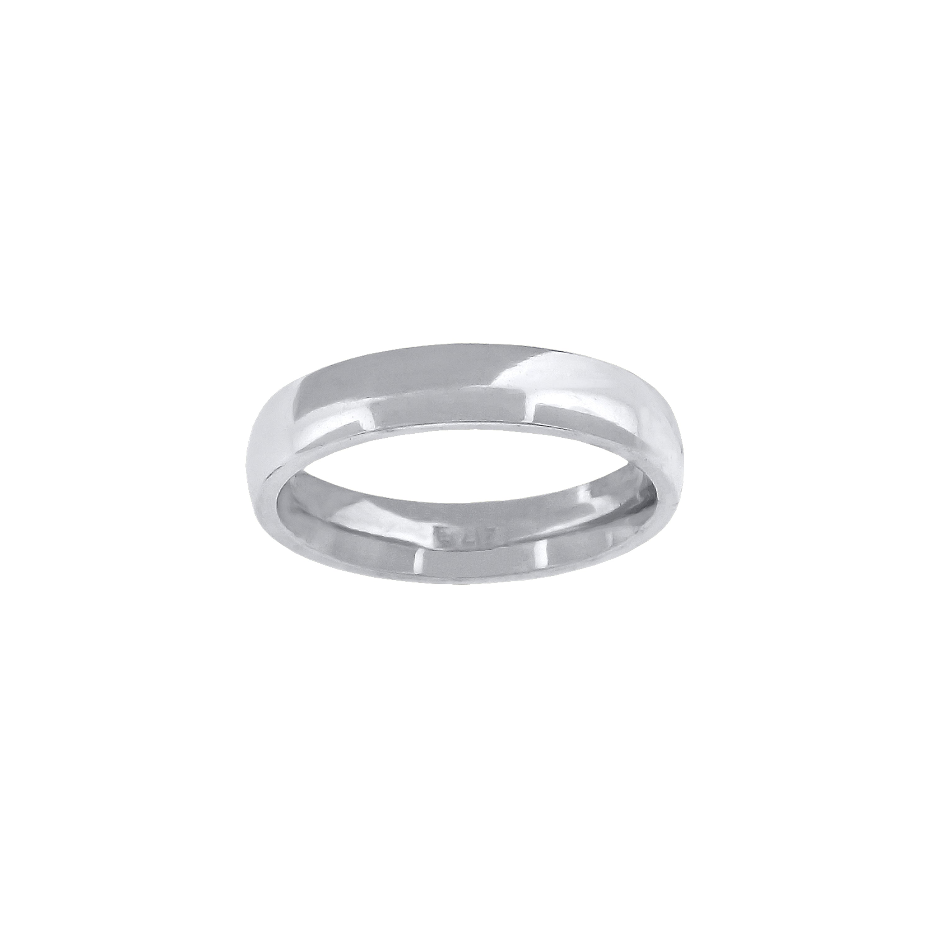 14Kt White Gold Unisex Dome Polished Comfort-Fit 4Mm-Size 8 Wedding Engagement Band Ring - SLV-58555