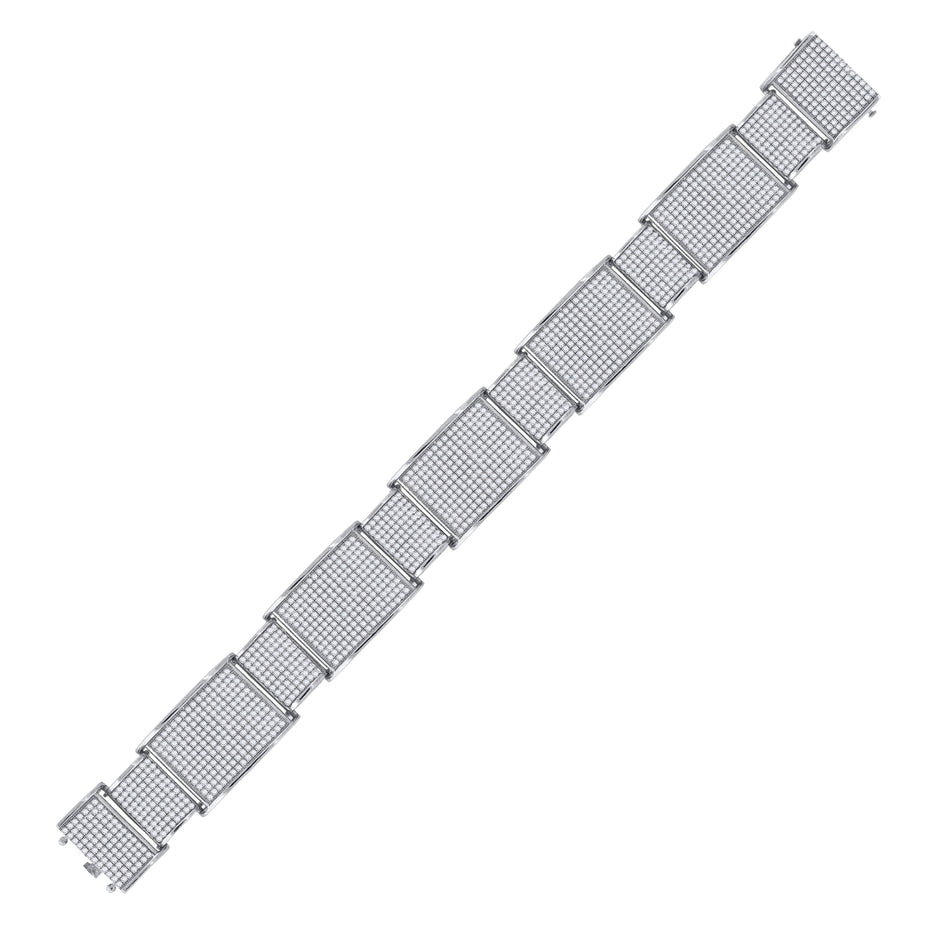 925 Sterling Silver Men Micropave Cubic Zirconia Link Bracelet