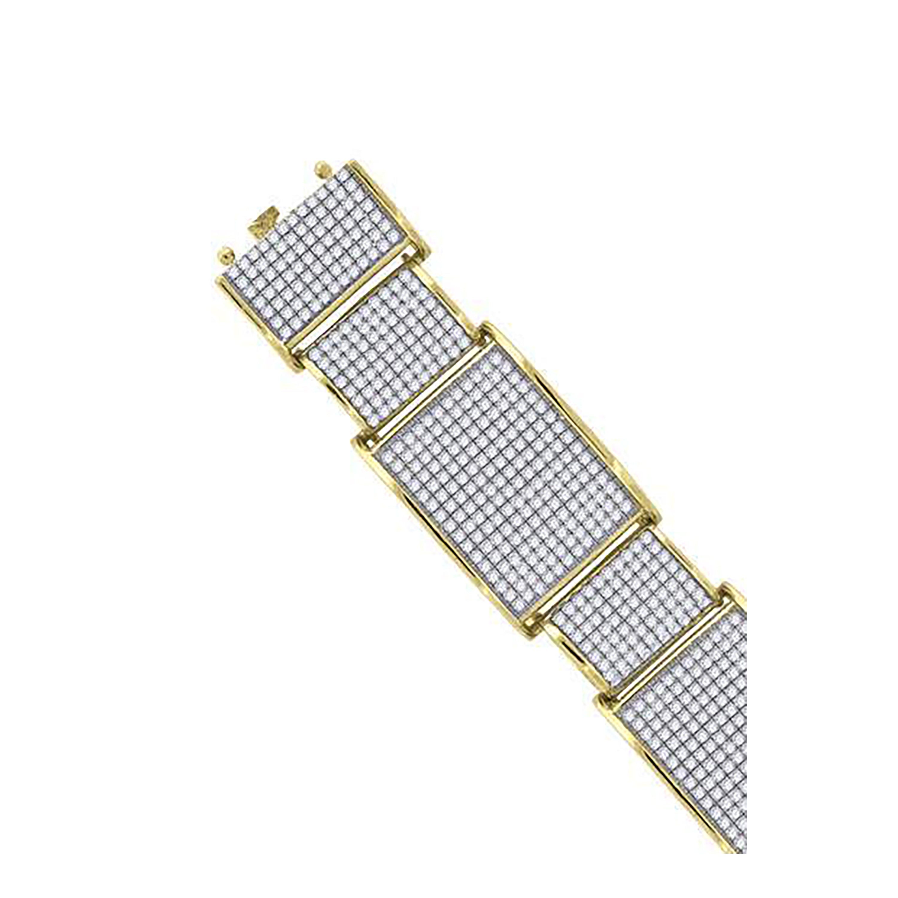 925 Sterling Silver Yellow-Tone Mens Micropave Cubic Zirconia Link Bracelet