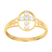 10Kt Yellow Gold Womens Cubic Zirconia Oval Cross Religious Ring