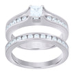 925 Sterling Silver Womens Cubic Zirconia Square Bridal Ring Set Ring Size 9 - SLV-58610
