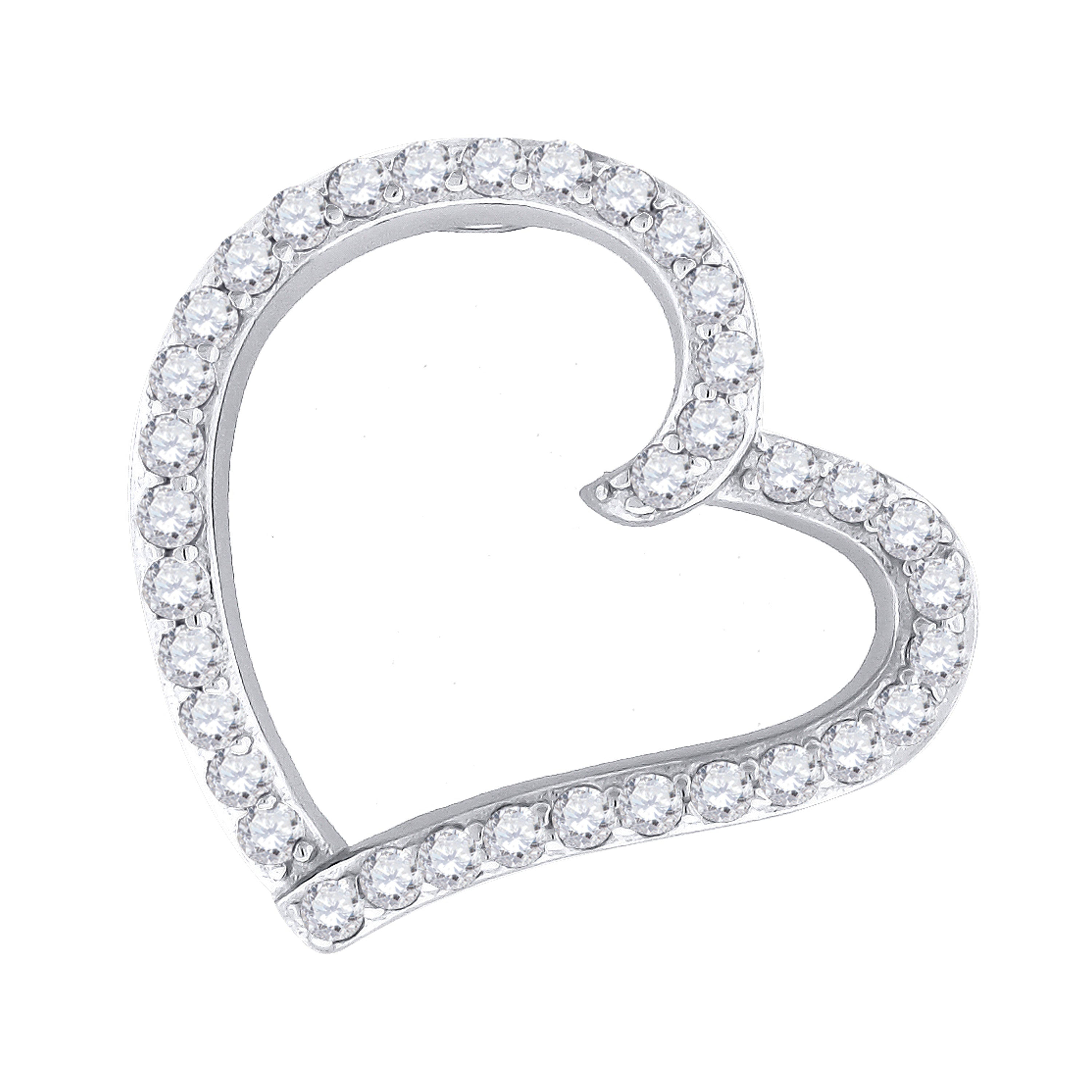 925 Sterling Silver Womens Cz Heart Slide Pendant