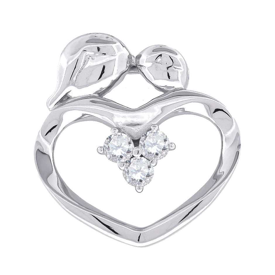 925 Sterling Silver Womens Cz Heart Slide Pendant