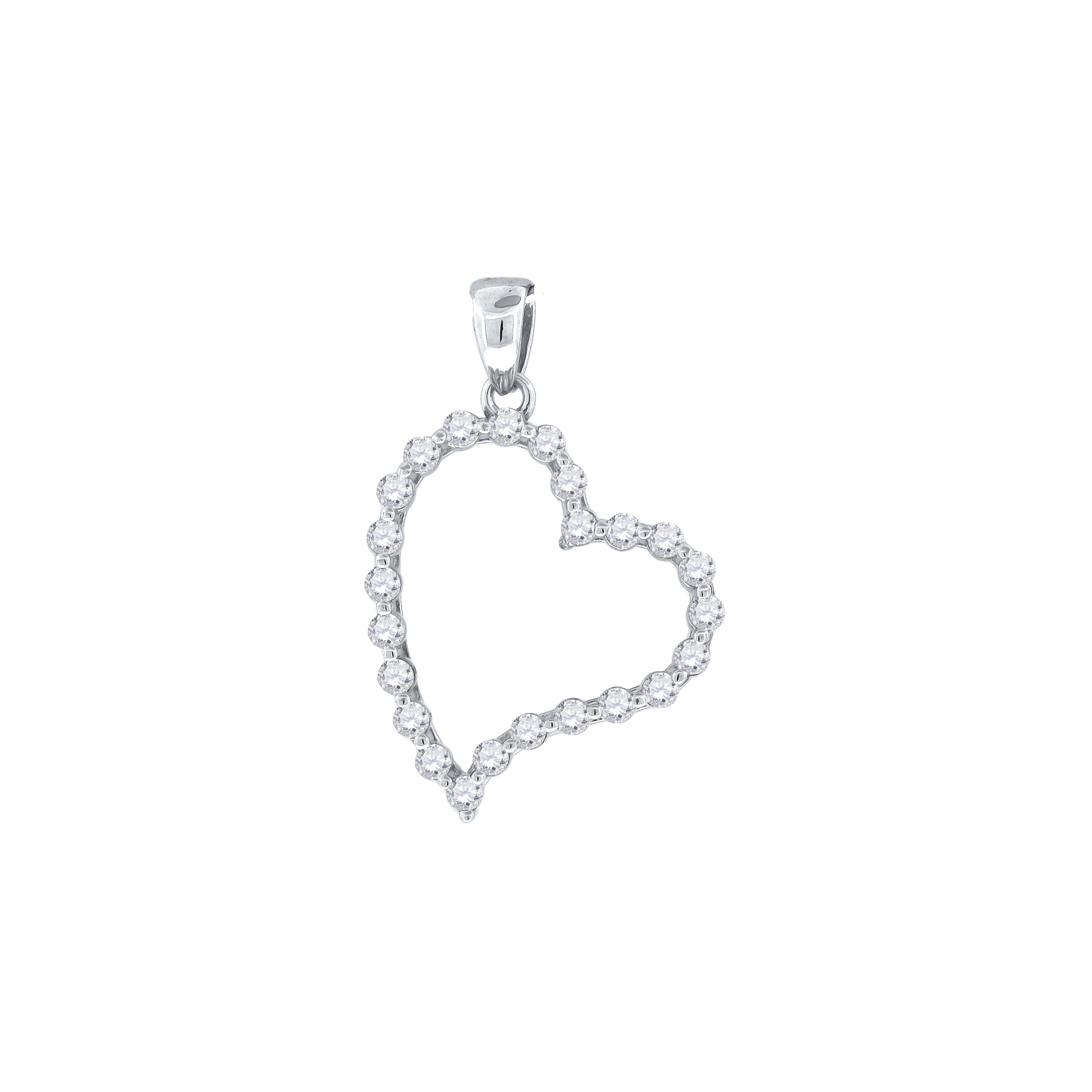 925 Sterling Silver Womens Cz Heart Charm Pendant