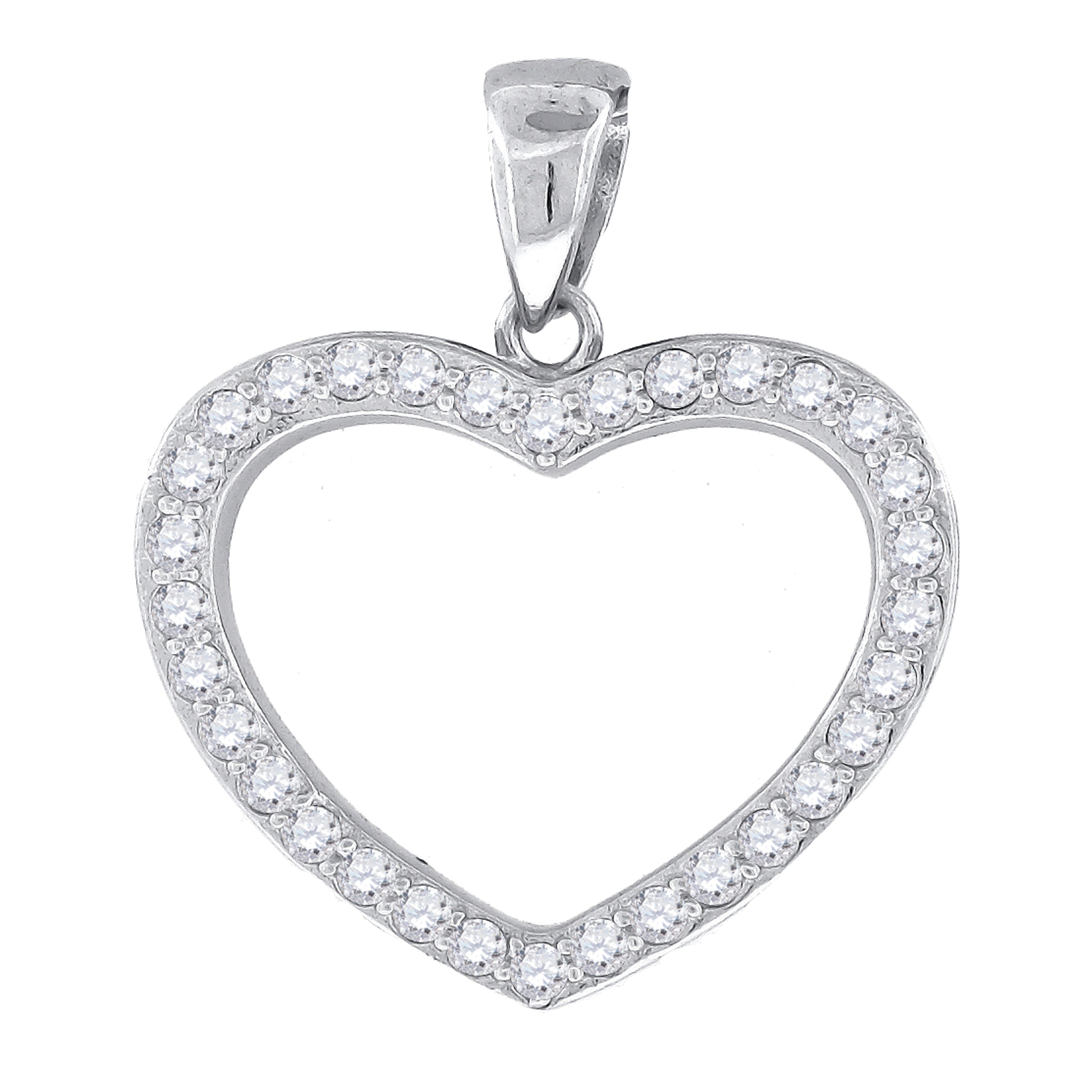 925 Sterling Silver Womens Cz Heart Charm Pendant