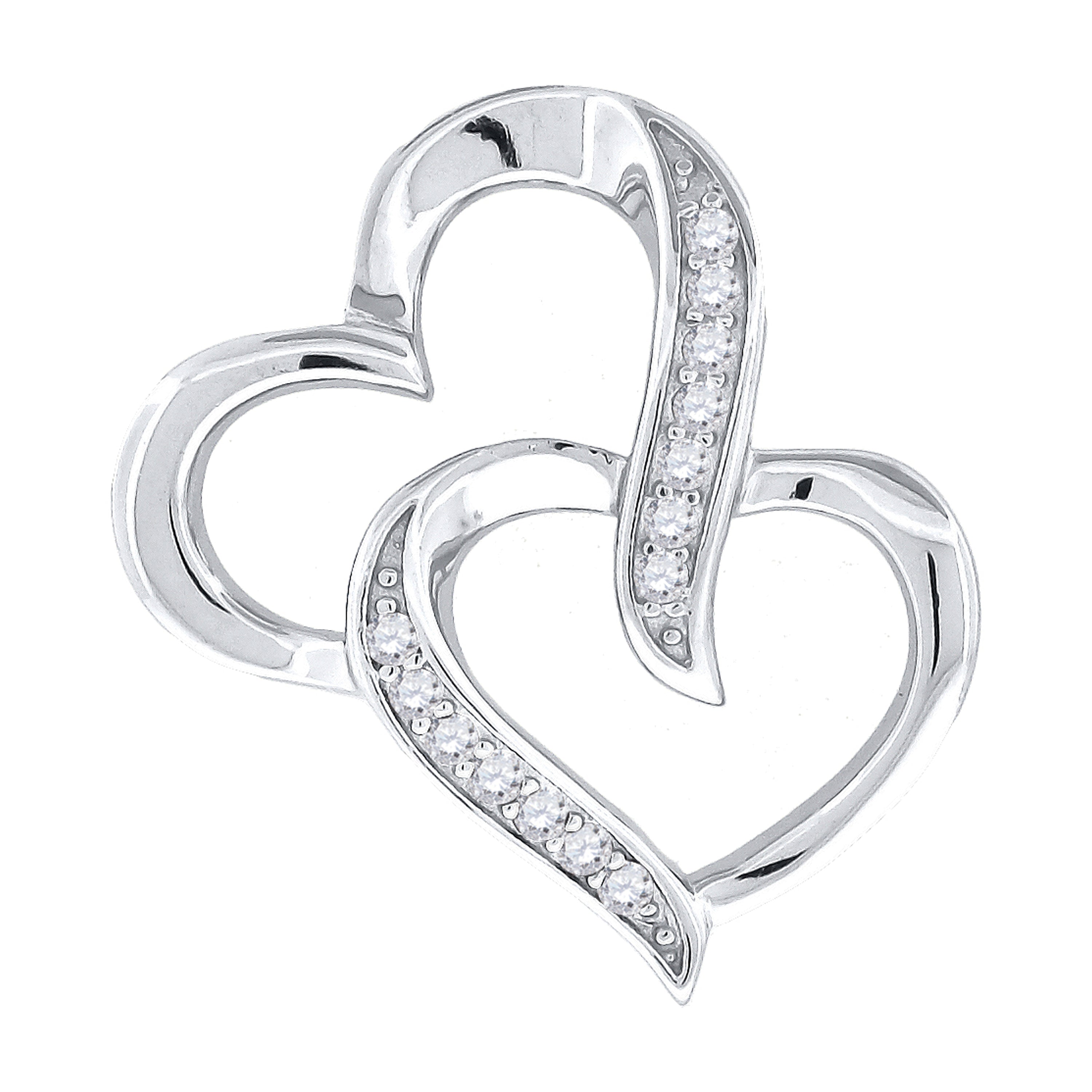 925 Sterling Silver Womens Cz Heart Slide Pendant