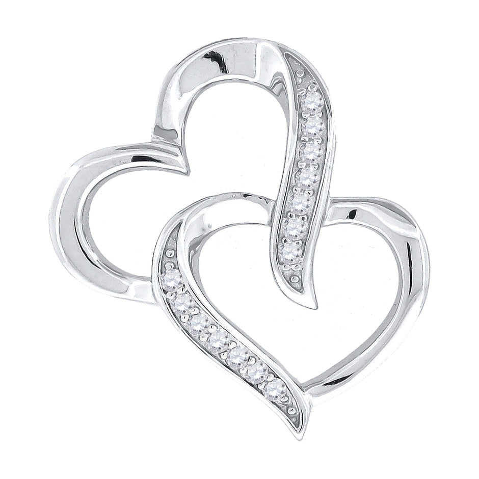 925 Sterling Silver Womens Cz Heart Slide Pendant