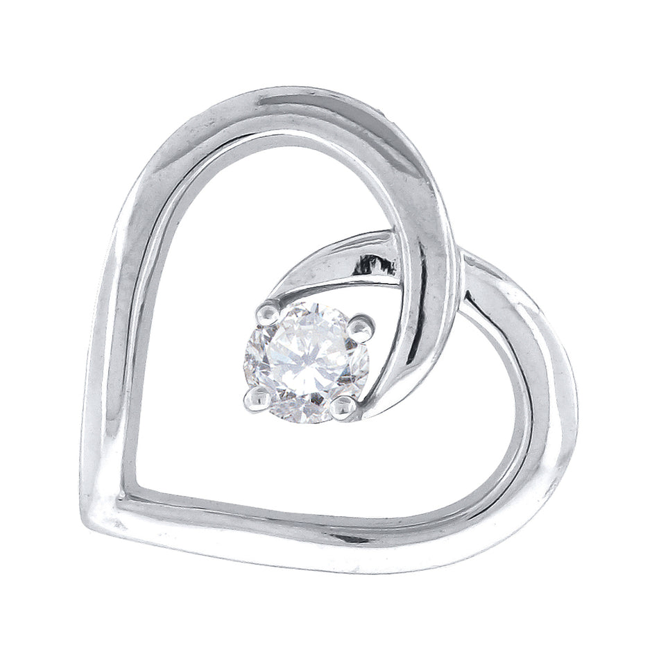 925 Sterling Silver Womens Cz Heart Slide Pendant