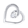 925 Sterling Silver Womens Cz Heart Slide Pendant