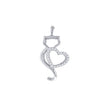 925 Sterling Silver Womens Cubic Zirconia Animal Cat With Heart Charm Pendant