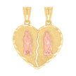 10kt Two-Tone Gold Mens Diamond-Cut Lady Of Guadalupe Religious Charm Pendant