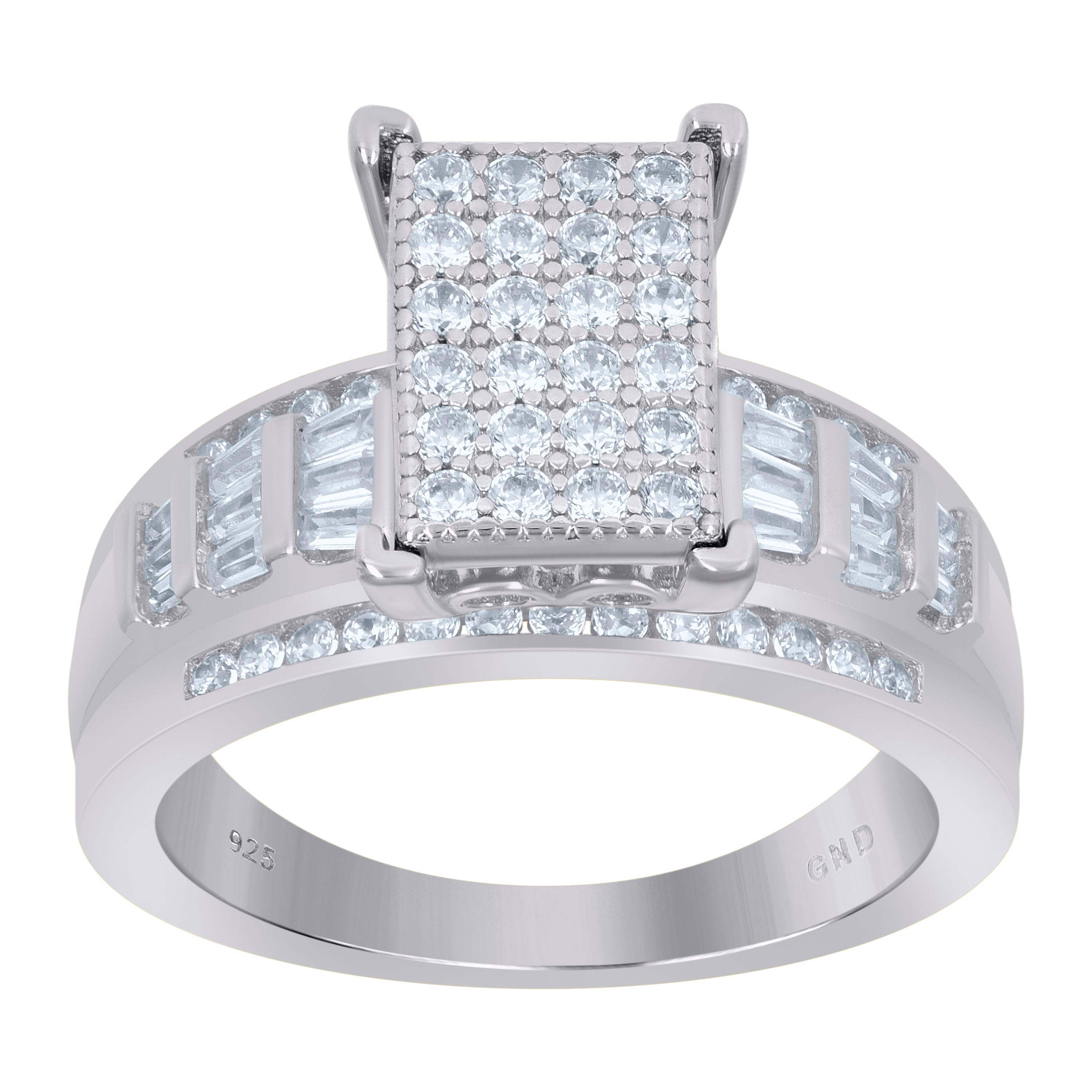 925 Sterling Silver Womens Baguette Cubic-Zirconia Cinderella Ring Size 8 - SLV-59374