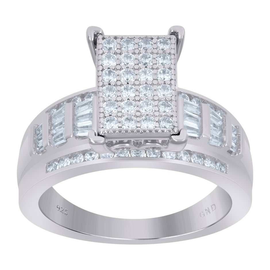 925 Sterling Silver Womens Baguette Cubic-Zirconia Cinderella Ring Size 8 - SLV-59374