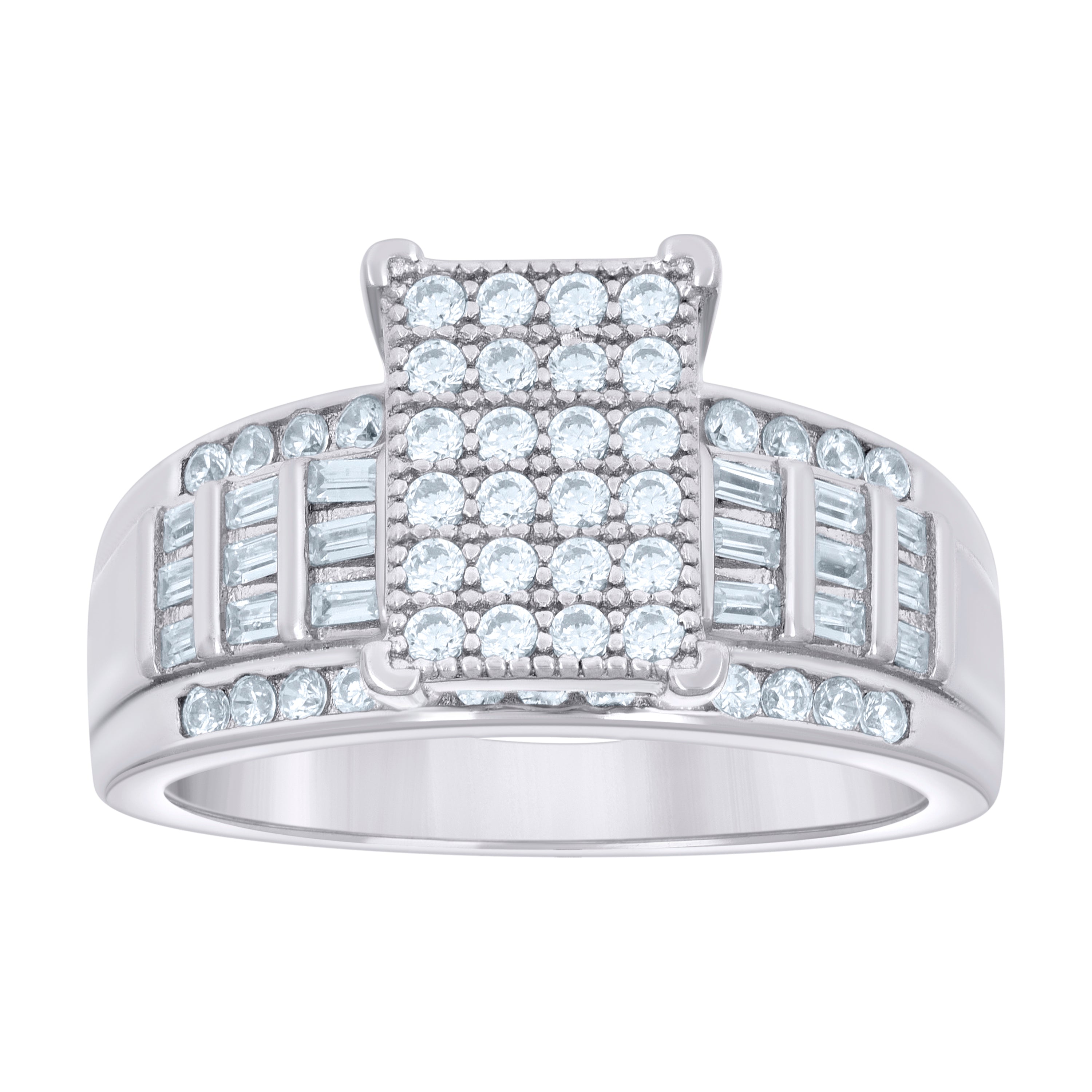 925 Sterling Silver Womens Baguette Cubic-Zirconia Cinderella Ring Size 9 - SLV-59375
